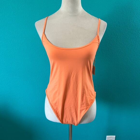 NWT Toast Swim Solid High Cut One-Piece Swimsuit Sherbert Swim Beach Size XL - Picture 2 of 6